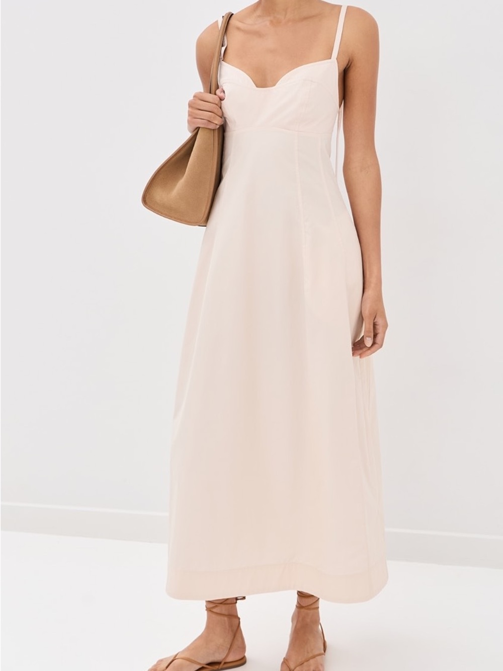 CO Bustier Cut 100% cotton midi dress- Whisper Pink classic dress size Small - Picture 3 of 11